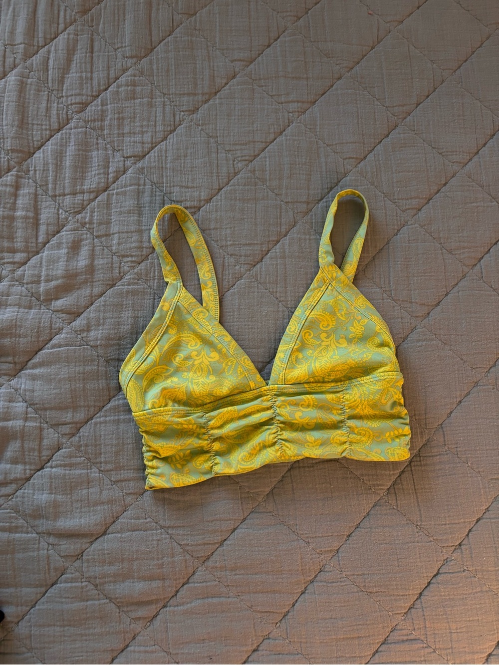 La Hearts Active Yellow and Aqua Floral Ruched Bralette